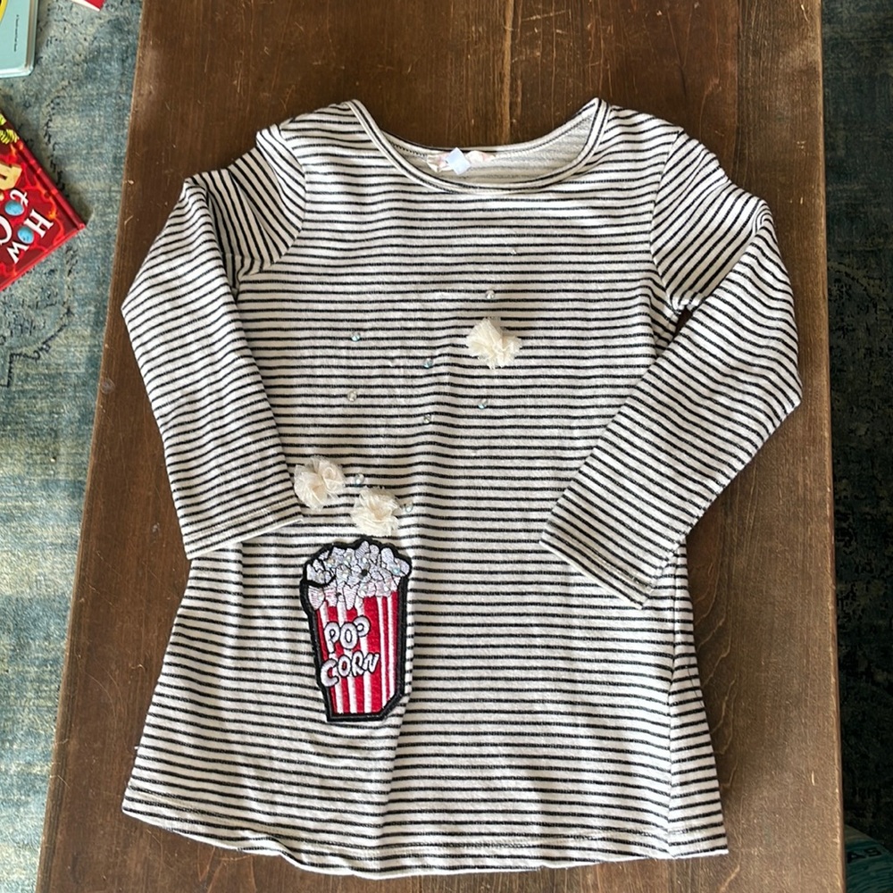 4T Truly Me Stripped Rhinestone Popcorn Longsleeve T